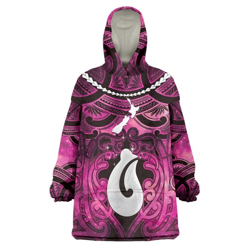 Personalised Maori Matariki Hei Matau Mawhero Wearable Blanket Hoodie Maori Kowhaiwhai Pattern Galaxy