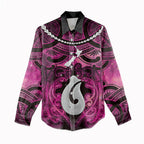 Personalised Maori Matariki Hei Matau Mawhero Women Casual Shirt Maori Kowhaiwhai Pattern Galaxy