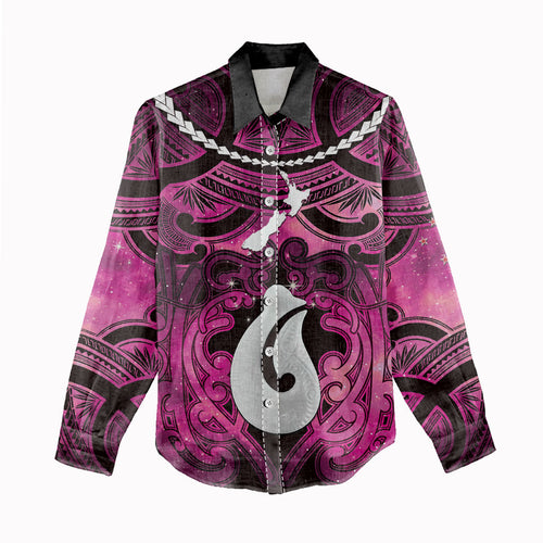 Personalised Maori Matariki Hei Matau Mawhero Women Casual Shirt Maori Kowhaiwhai Pattern Galaxy
