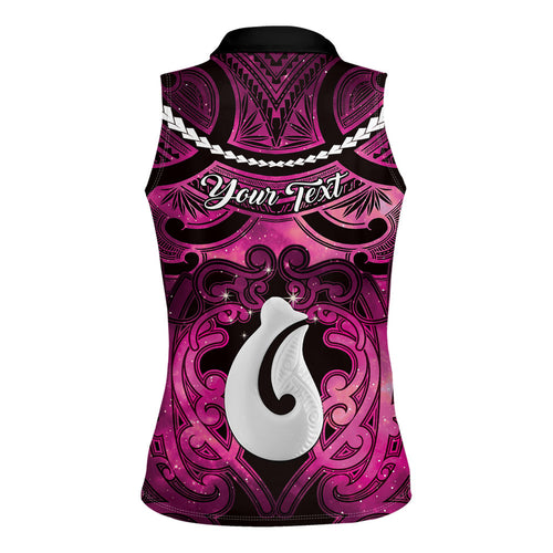 Personalised Maori Matariki Hei Matau Mawhero Women Sleeveless Polo Shirt Maori Kowhaiwhai Pattern Galaxy