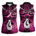 Personalised Maori Matariki Hei Matau Mawhero Women Sleeveless Polo Shirt Maori Kowhaiwhai Pattern Galaxy