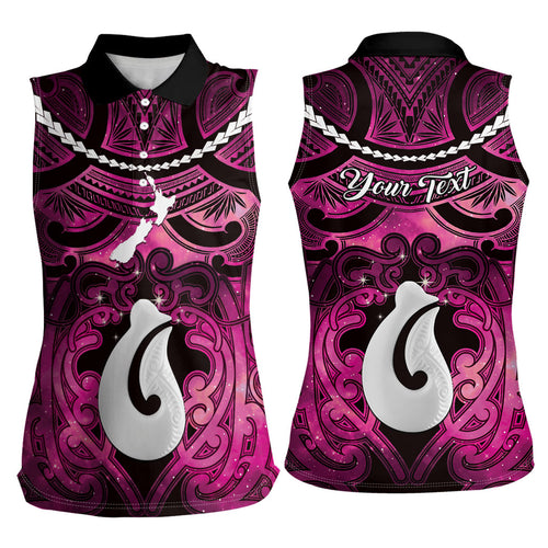 Personalised Maori Matariki Hei Matau Mawhero Women Sleeveless Polo Shirt Maori Kowhaiwhai Pattern Galaxy