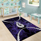 Maori Matariki Hei Matau Waiporoporo Area Rug Maori Kowhaiwhai Pattern Galaxy