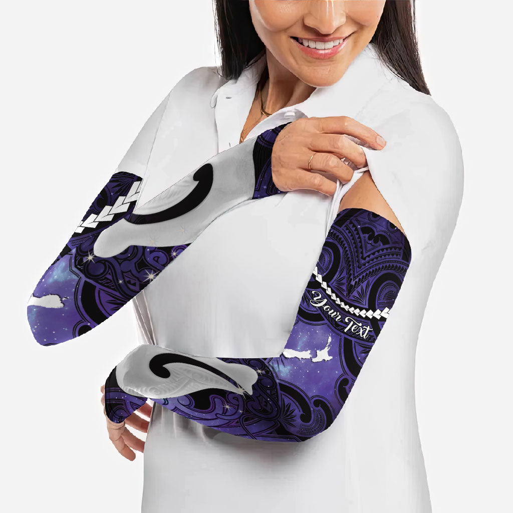 Personalised Maori Matariki Hei Matau Waiporoporo Arm Sleeves Maori Kowhaiwhai Pattern Galaxy