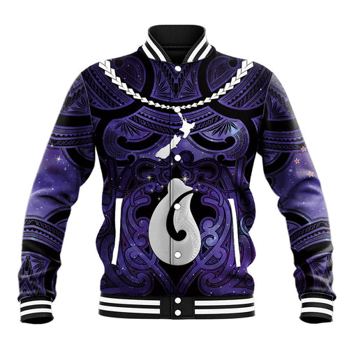 Personalised Maori Matariki Hei Matau Waiporoporo Baseball Jacket Maori Kowhaiwhai Pattern Galaxy