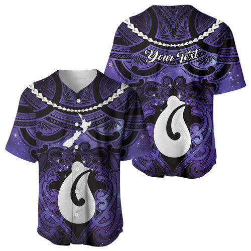 Personalised Maori Matariki Hei Matau Waiporoporo Baseball Jersey Maori Kowhaiwhai Pattern Galaxy