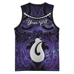 Personalised Maori Matariki Hei Matau Waiporoporo Basketball Jersey Maori Kowhaiwhai Pattern Galaxy