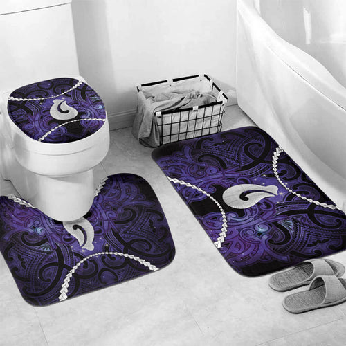 Maori Matariki Hei Matau Waiporoporo Bathroom Set Maori Kowhaiwhai Pattern Galaxy