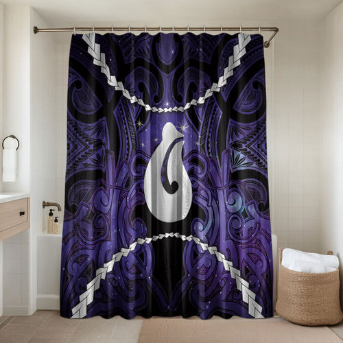 Maori Matariki Hei Matau Waiporoporo Bathroom Set Maori Kowhaiwhai Pattern Galaxy
