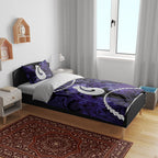 Maori Matariki Hei Matau Waiporoporo Bedding Set Maori Kowhaiwhai Pattern Galaxy