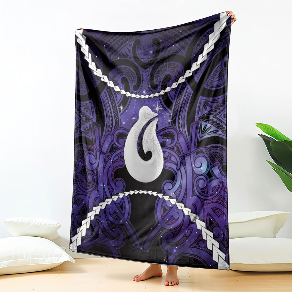 Maori Matariki Hei Matau Waiporoporo Blanket Maori Kowhaiwhai Pattern Galaxy