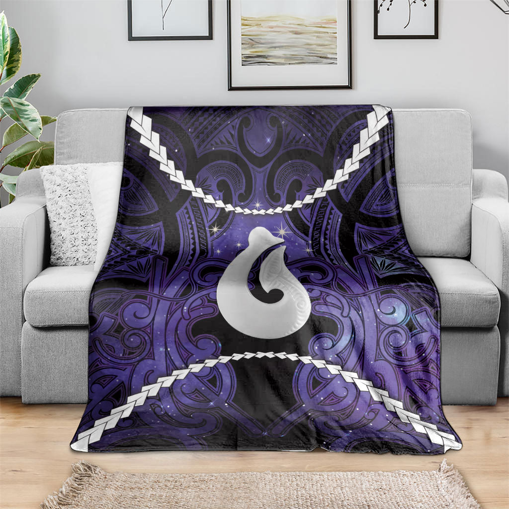 Maori Matariki Hei Matau Waiporoporo Blanket Maori Kowhaiwhai Pattern Galaxy