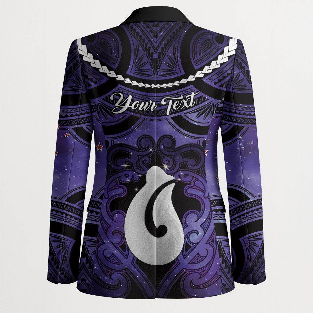 Personalised Maori Matariki Hei Matau Waiporoporo Blazer Maori Kowhaiwhai Pattern Galaxy