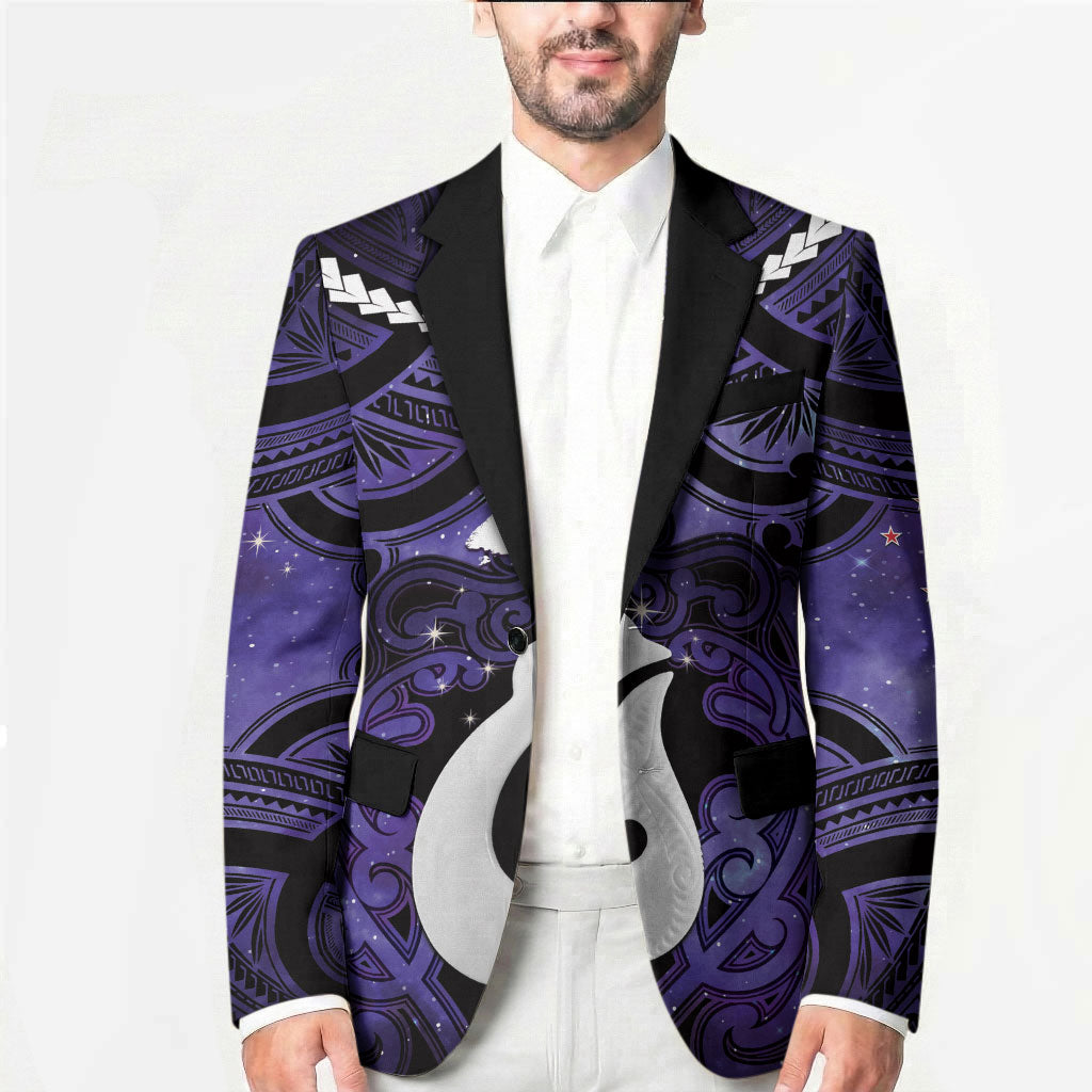 Personalised Maori Matariki Hei Matau Waiporoporo Blazer Maori Kowhaiwhai Pattern Galaxy