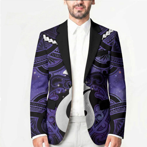 Personalised Maori Matariki Hei Matau Waiporoporo Blazer Maori Kowhaiwhai Pattern Galaxy