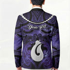 Personalised Maori Matariki Hei Matau Waiporoporo Blazer Maori Kowhaiwhai Pattern Galaxy