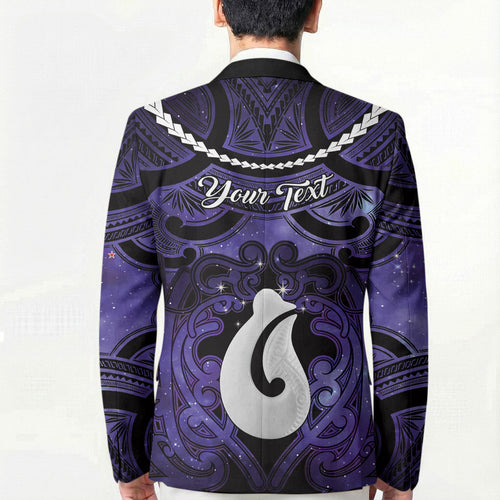 Personalised Maori Matariki Hei Matau Waiporoporo Blazer Maori Kowhaiwhai Pattern Galaxy