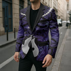 Personalised Maori Matariki Hei Matau Waiporoporo Blazer Maori Kowhaiwhai Pattern Galaxy