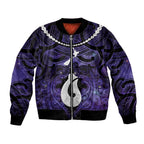 Personalised Maori Matariki Hei Matau Waiporoporo Bomber Jacket Maori Kowhaiwhai Pattern Galaxy