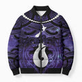 Personalised Maori Matariki Hei Matau Waiporoporo Bomber Puffer Jacket Maori Kowhaiwhai Pattern Galaxy