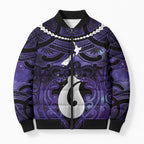 Personalised Maori Matariki Hei Matau Waiporoporo Bomber Puffer Jacket Maori Kowhaiwhai Pattern Galaxy