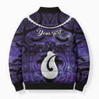 Personalised Maori Matariki Hei Matau Waiporoporo Bomber Puffer Jacket Maori Kowhaiwhai Pattern Galaxy