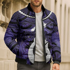 Personalised Maori Matariki Hei Matau Waiporoporo Bomber Puffer Jacket Maori Kowhaiwhai Pattern Galaxy
