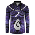 Personalised Maori Matariki Hei Matau Waiporoporo Button Sweatshirt Maori Kowhaiwhai Pattern Galaxy