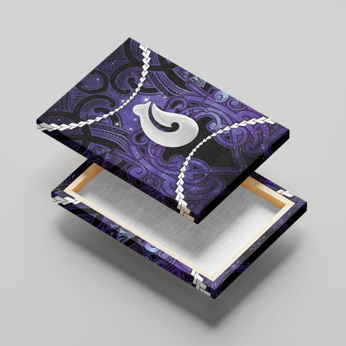 Maori Matariki Hei Matau Waiporoporo Canvas Wall Art Maori Kowhaiwhai Pattern Galaxy