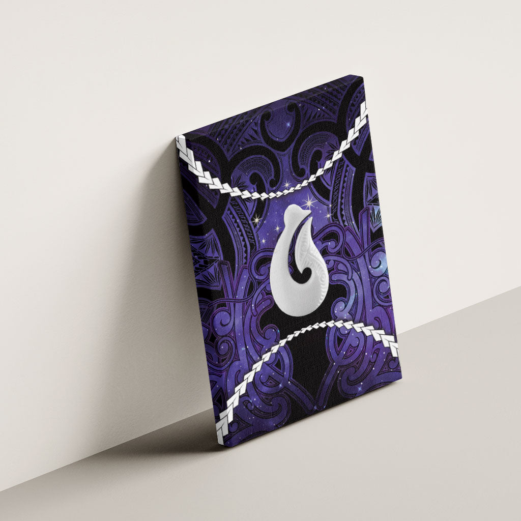 Maori Matariki Hei Matau Waiporoporo Canvas Wall Art Maori Kowhaiwhai Pattern Galaxy