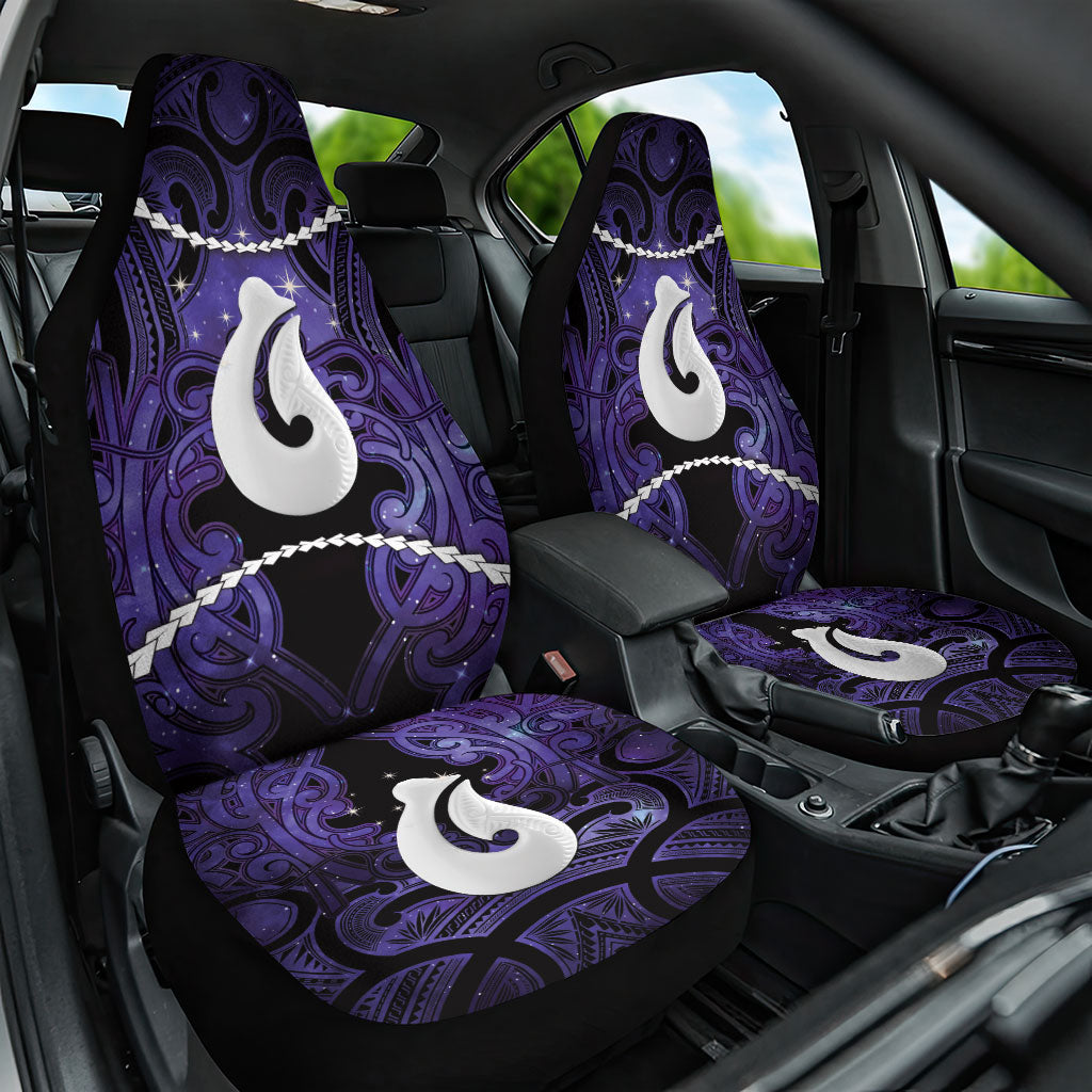 Maori Matariki Hei Matau Waiporoporo Car Seat Cover Maori Kowhaiwhai Pattern Galaxy