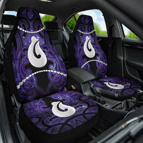 Maori Matariki Hei Matau Waiporoporo Car Seat Cover Maori Kowhaiwhai Pattern Galaxy