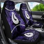 Maori Matariki Hei Matau Waiporoporo Car Seat Cover Maori Kowhaiwhai Pattern Galaxy