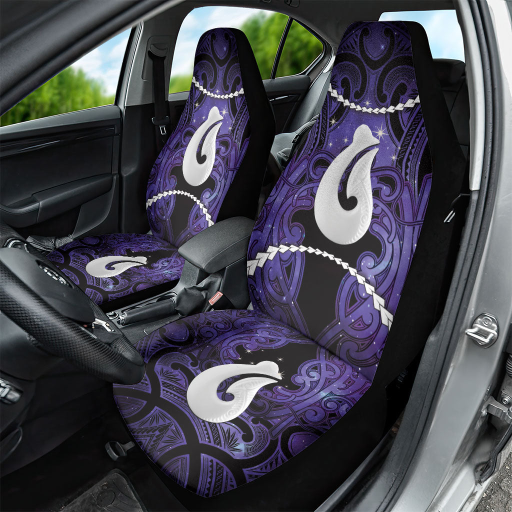 Maori Matariki Hei Matau Waiporoporo Car Seat Cover Maori Kowhaiwhai Pattern Galaxy