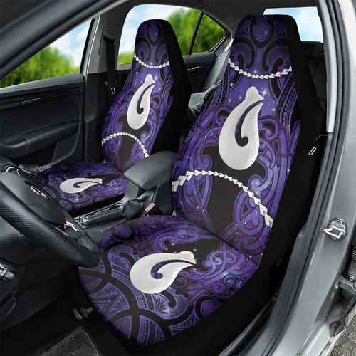 Maori Matariki Hei Matau Waiporoporo Car Seat Cover Maori Kowhaiwhai Pattern Galaxy