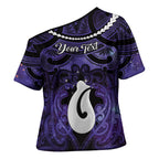 Personalised Maori Matariki Hei Matau Waiporoporo Cross Shoulder Shirt Maori Kowhaiwhai Pattern Galaxy