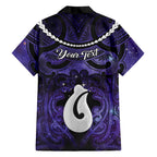 Personalised Maori Matariki Hei Matau Waiporoporo Family Matching Off Shoulder Maxi Dress and Hawaiian Shirt Maori Kowhaiwhai Pattern Galaxy