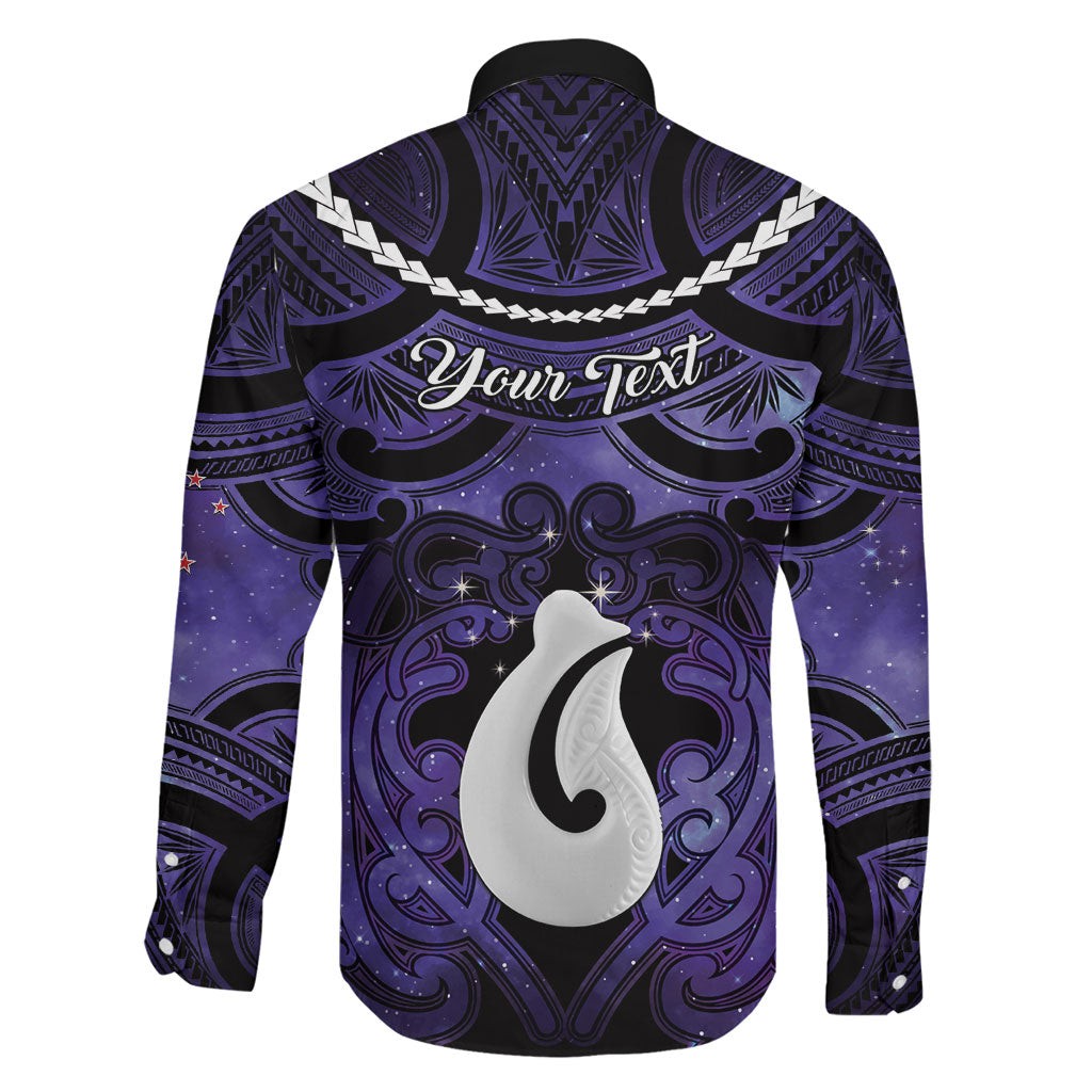 Personalised Maori Matariki Hei Matau Waiporoporo Family Matching Short Sleeve Bodycon Dress and Hawaiian Shirt Maori Kowhaiwhai Pattern Galaxy
