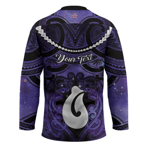 Personalised Maori Matariki Hei Matau Waiporoporo Hockey Jersey Maori Kowhaiwhai Pattern Galaxy