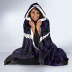 Maori Matariki Hei Matau Waiporoporo Hooded Blanket Maori Kowhaiwhai Pattern Galaxy