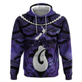 Personalised Maori Matariki Hei Matau Waiporoporo Hoodie Maori Kowhaiwhai Pattern Galaxy