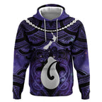 Personalised Maori Matariki Hei Matau Waiporoporo Hoodie Maori Kowhaiwhai Pattern Galaxy