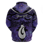 Personalised Maori Matariki Hei Matau Waiporoporo Hoodie Maori Kowhaiwhai Pattern Galaxy