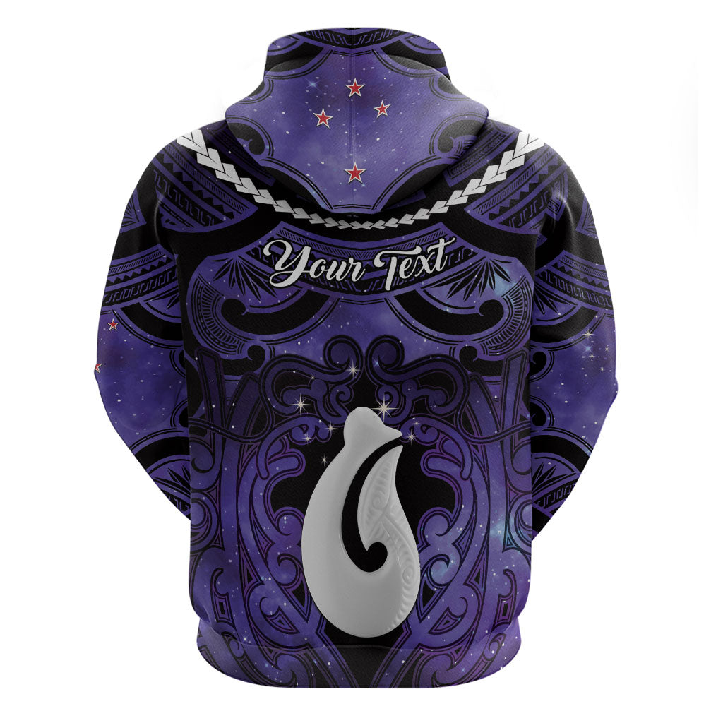 Personalised Maori Matariki Hei Matau Waiporoporo Hoodie Maori Kowhaiwhai Pattern Galaxy