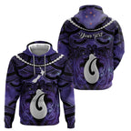 Personalised Maori Matariki Hei Matau Waiporoporo Hoodie Maori Kowhaiwhai Pattern Galaxy