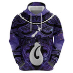 Personalised Maori Matariki Hei Matau Waiporoporo Hoodie Maori Kowhaiwhai Pattern Galaxy