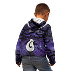 Personalised Maori Matariki Hei Matau Waiporoporo Kid Hoodie Maori Kowhaiwhai Pattern Galaxy