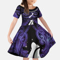 Personalised Maori Matariki Hei Matau Waiporoporo Kid Short Sleeve Dress Maori Kowhaiwhai Pattern Galaxy