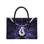 Maori Matariki Hei Matau Waiporoporo Leather Bag Maori Kowhaiwhai Pattern Galaxy