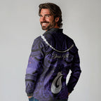 Personalised Maori Matariki Hei Matau Waiporoporo Long Sleeve Polo Shirt Maori Kowhaiwhai Pattern Galaxy